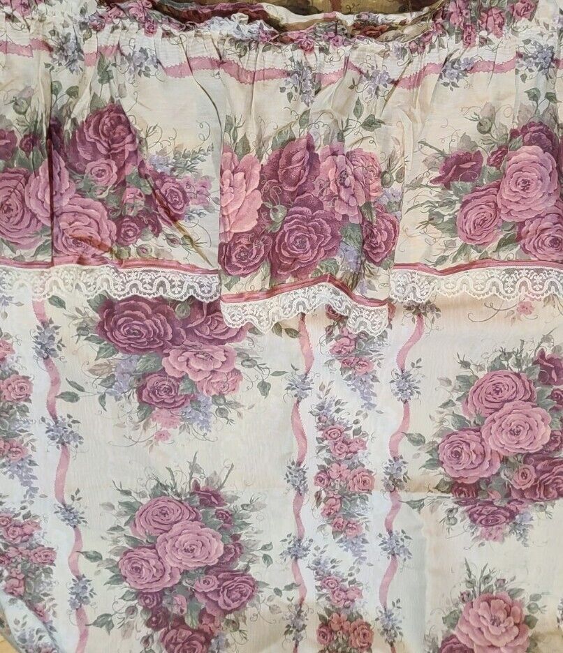Glynda Turley Rose Rhapsody JC Penney Fabric Shower Curtain Flawed Trim