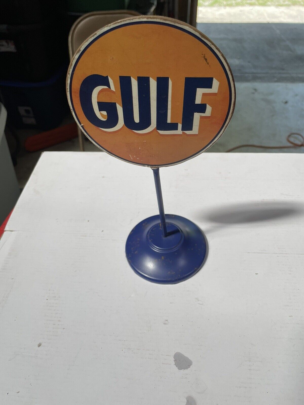 Rare GULF ® Oil & Gas - Steel Stand Up Advertising Sign - 11\