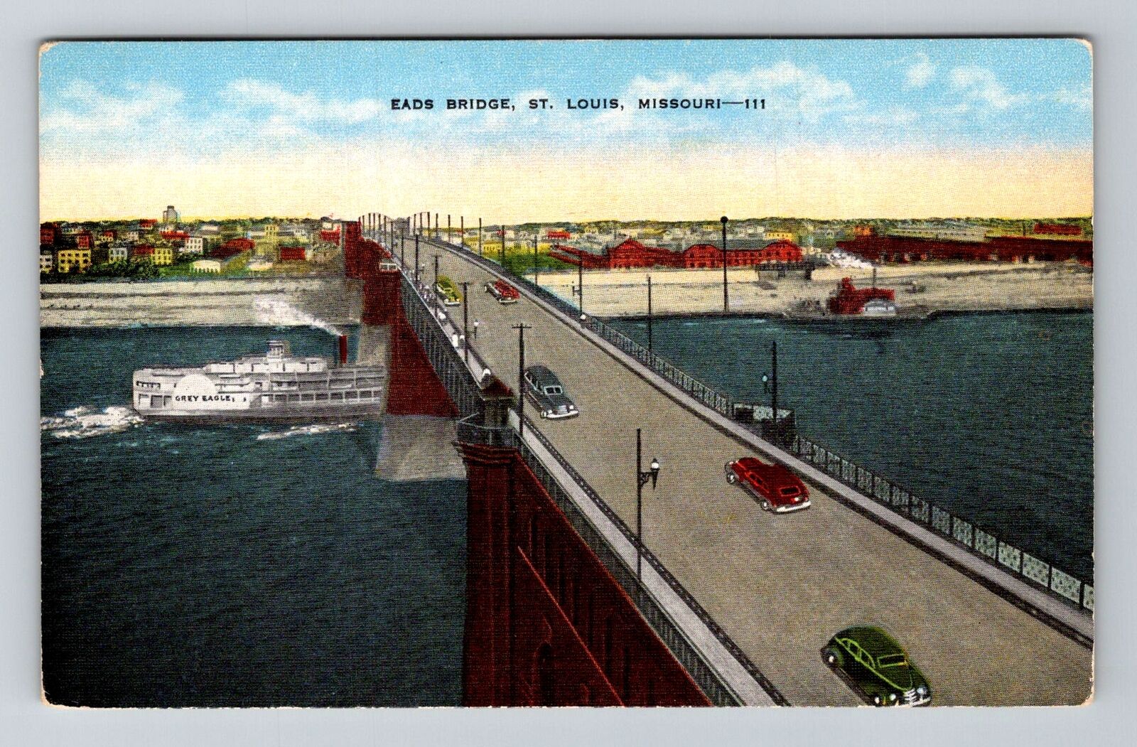St Louis MO-Missouri, Eads Bridge Vintage Souvenir Postcard