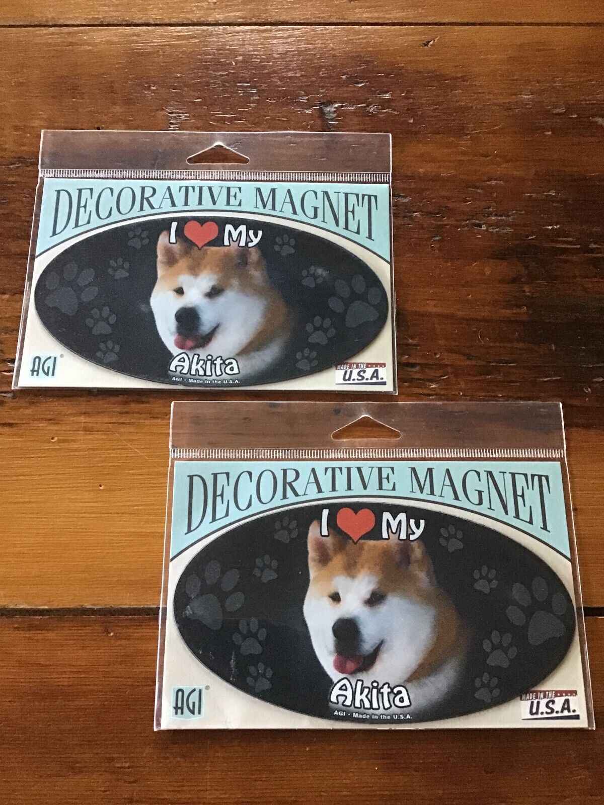 AGI Decorative Magnet I Love My Akita Lot Of 2 New