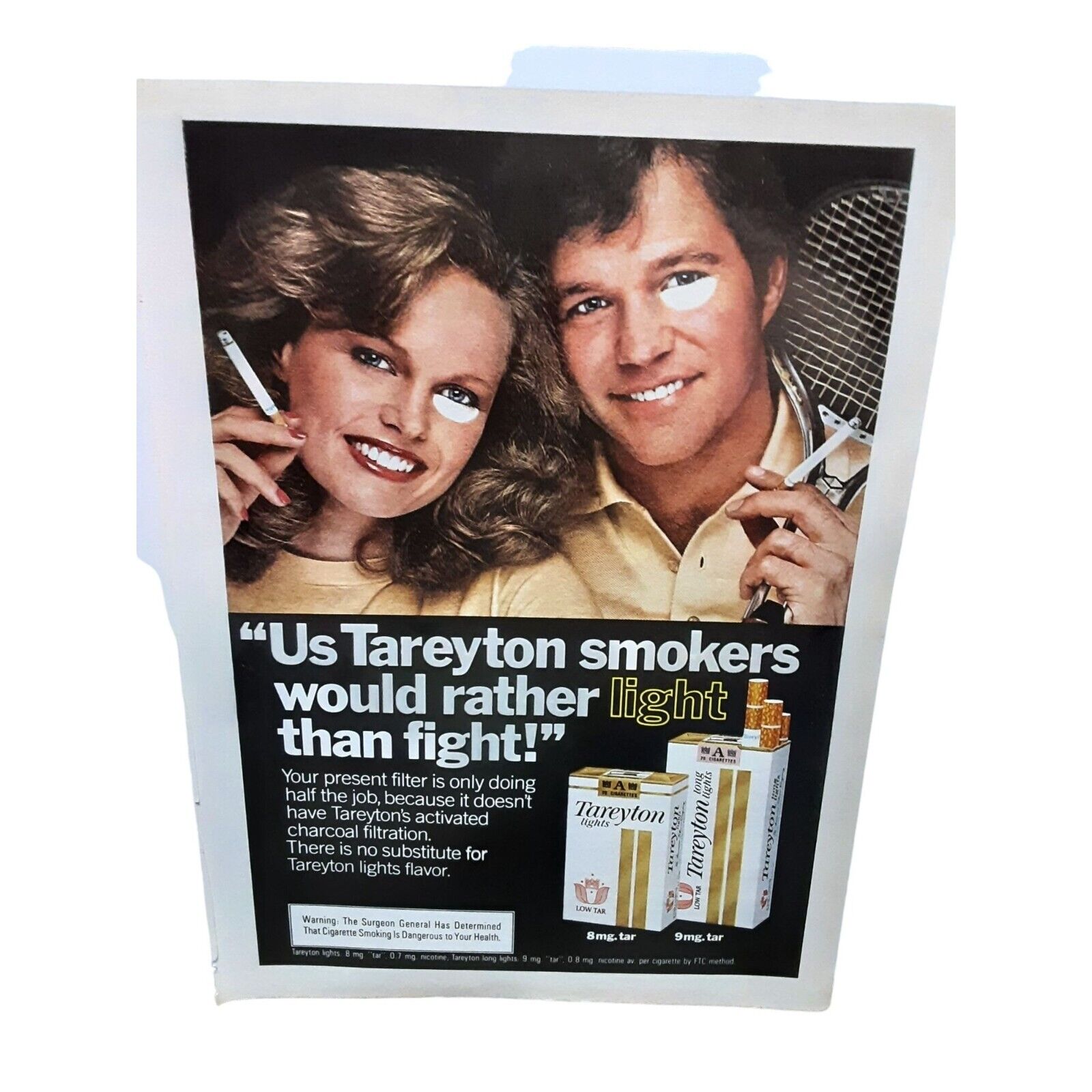 Tareyton Cigarettes Light Than Fight Woman Man vintage 1979 Magazine Print Ad