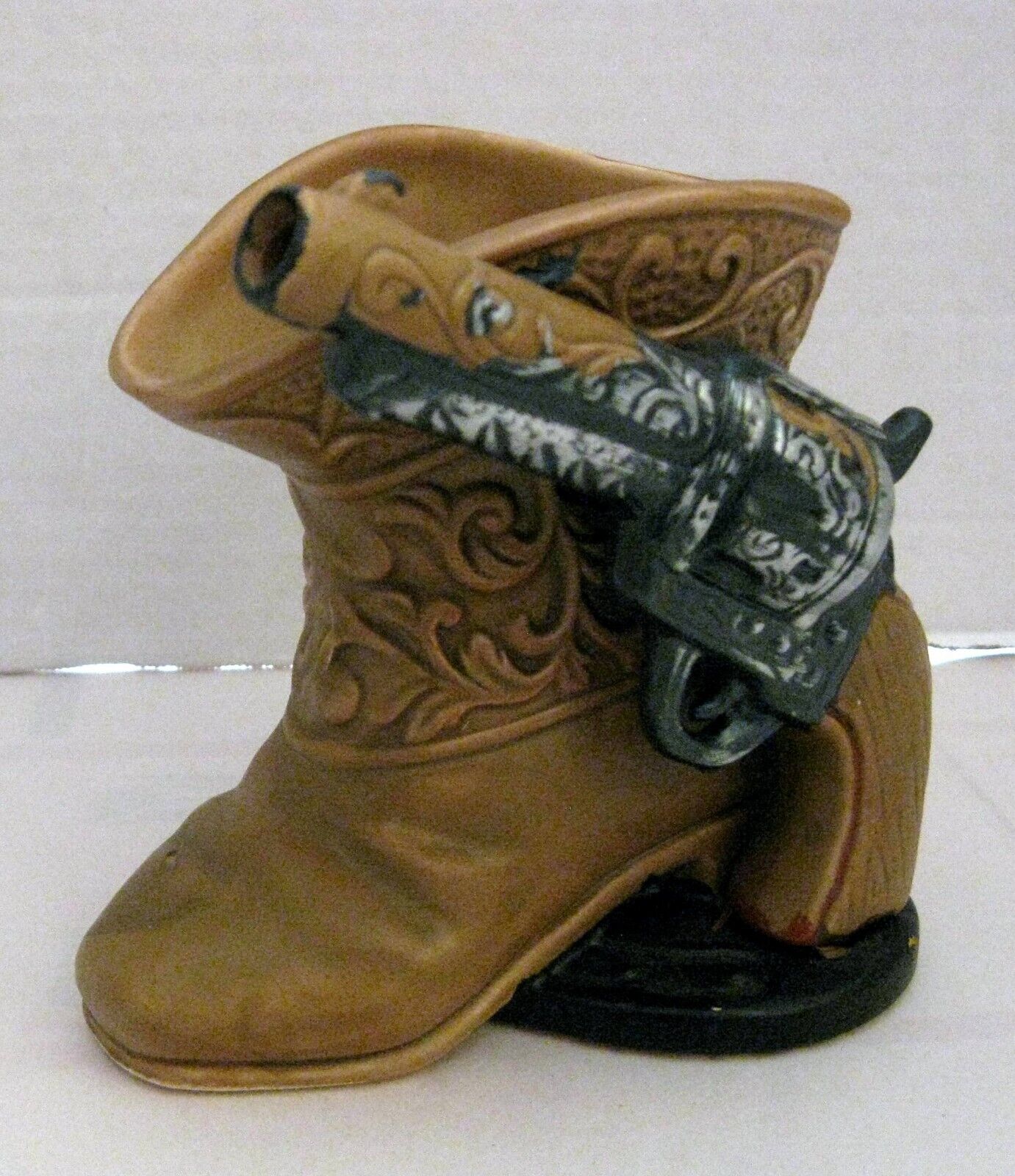 Cowboy Boot Revolver Napco Made in Japan Ceramic Vase Planter Made in Japan