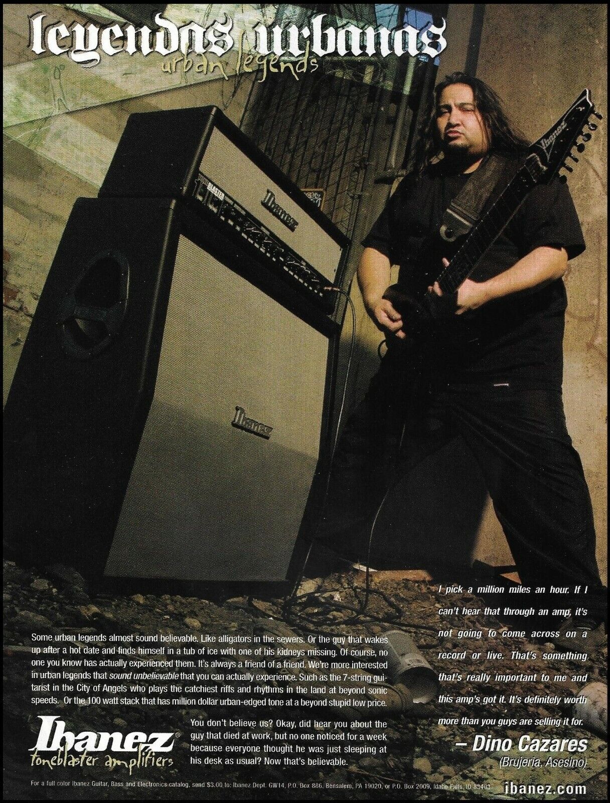 Dino Cazares (Fear Factory) 2004 Ibanez Toneblaster amp amplifier advertisement