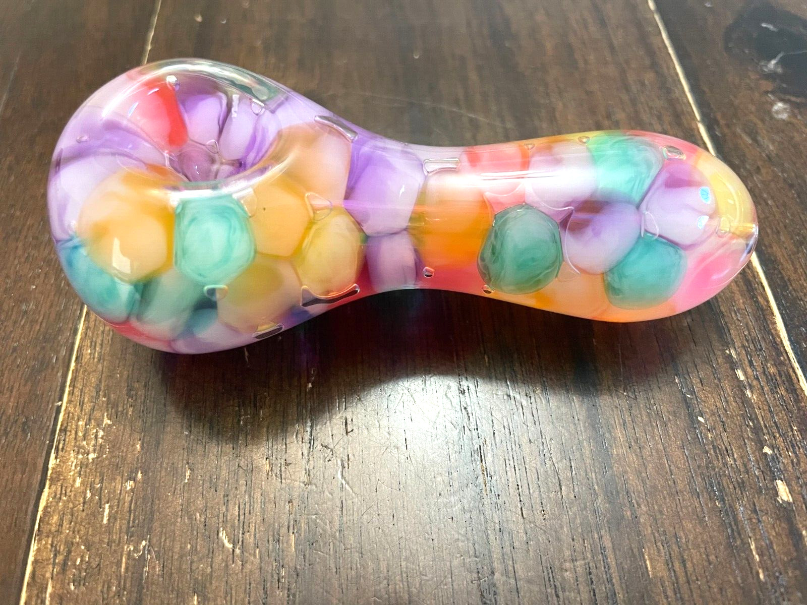 4” Glass Pipe Bowl Floating Colorful Jelly