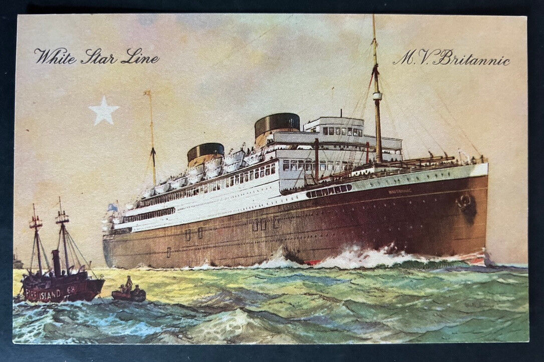 Postcard White Star Line M V Britannic with Shipmate Addresses