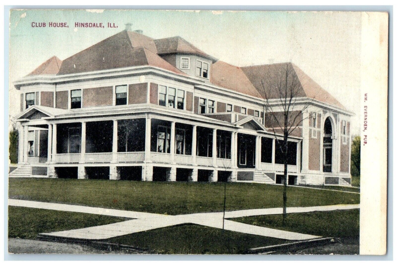 c1910\'s Club House Building Hinsdale Illinois IL Unposted Antique Postcard