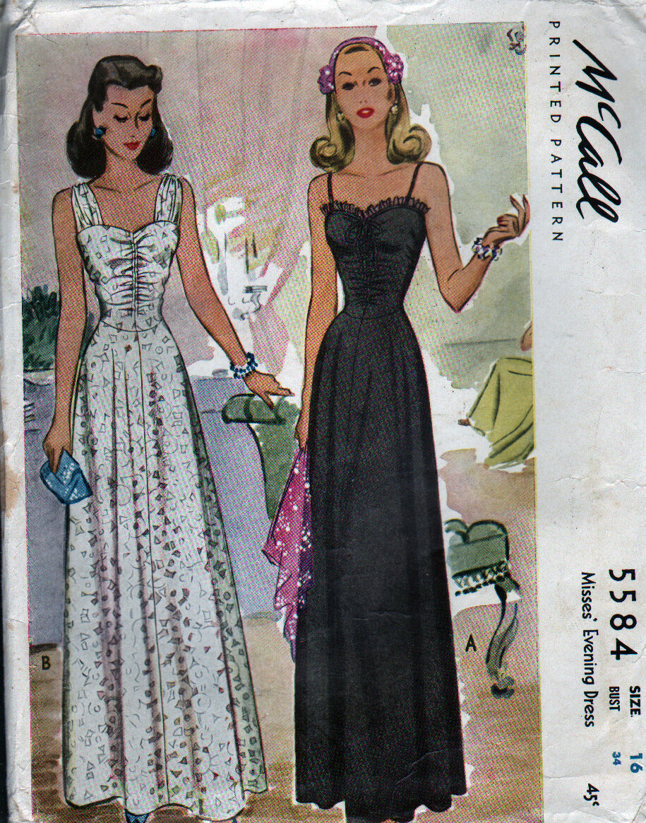 UNCUT 1944 VTG McCALL Sewing Pattern - EVENING DRESSES - Bust 34
