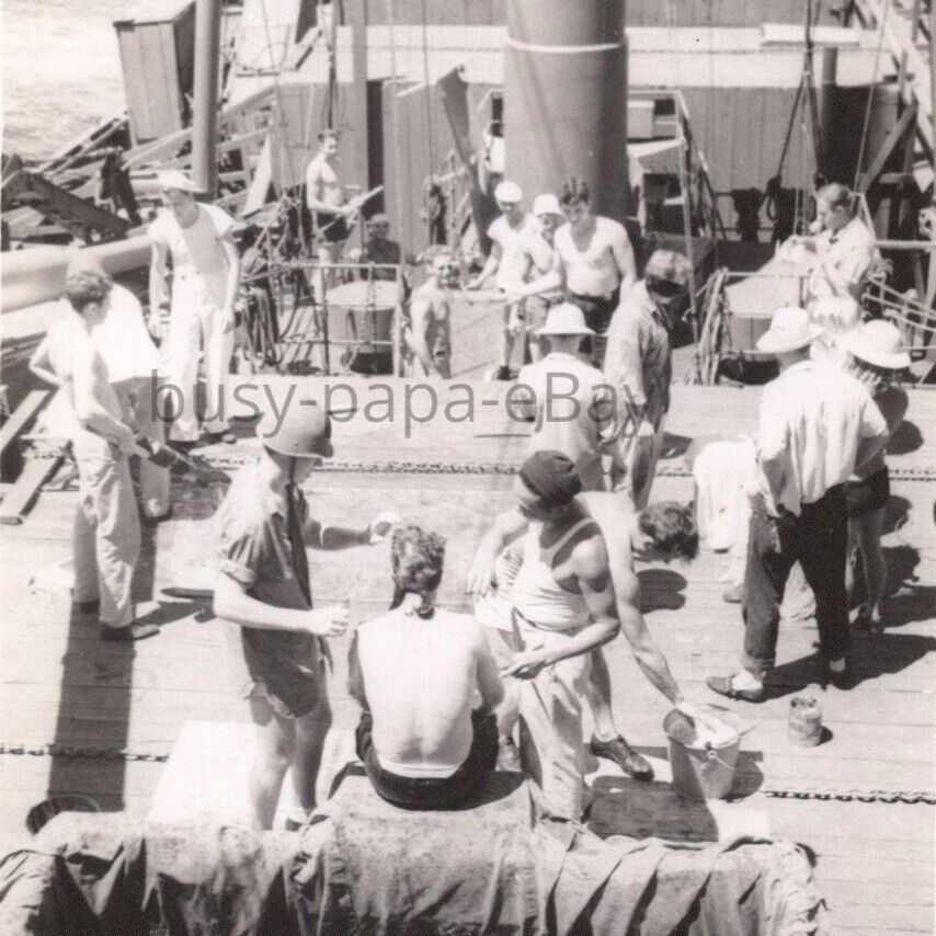1950s US Navy Sailors Neptune Equator Crossing Party Hazing Ritual Photo #20