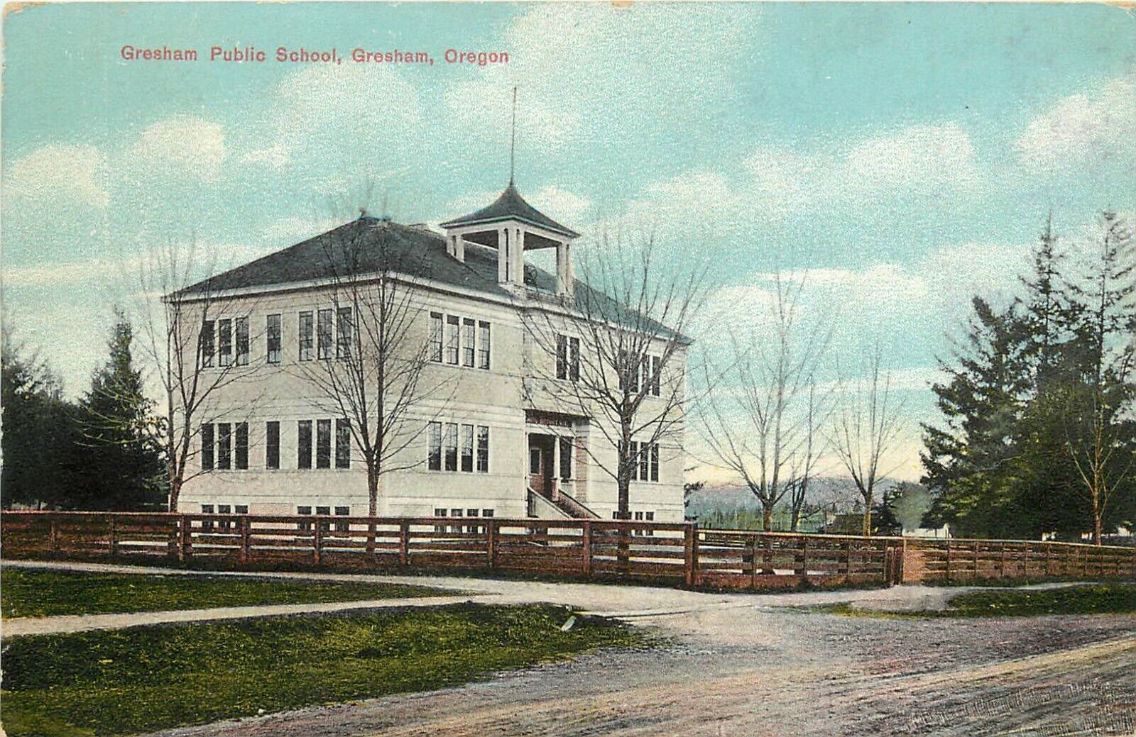 c1907 Postcard; Gresham Public School, Gresham OR Multnomah Co. Posted