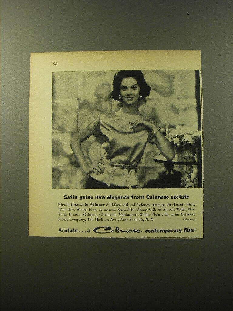 1960 Celanese Acetate Advertisement - Nicole Blouse - Satin gains new elegance