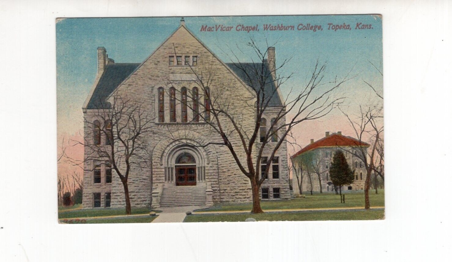 circa 1910 postcard, MacVicar Chapel, Washburn College, Topeka, Kansas