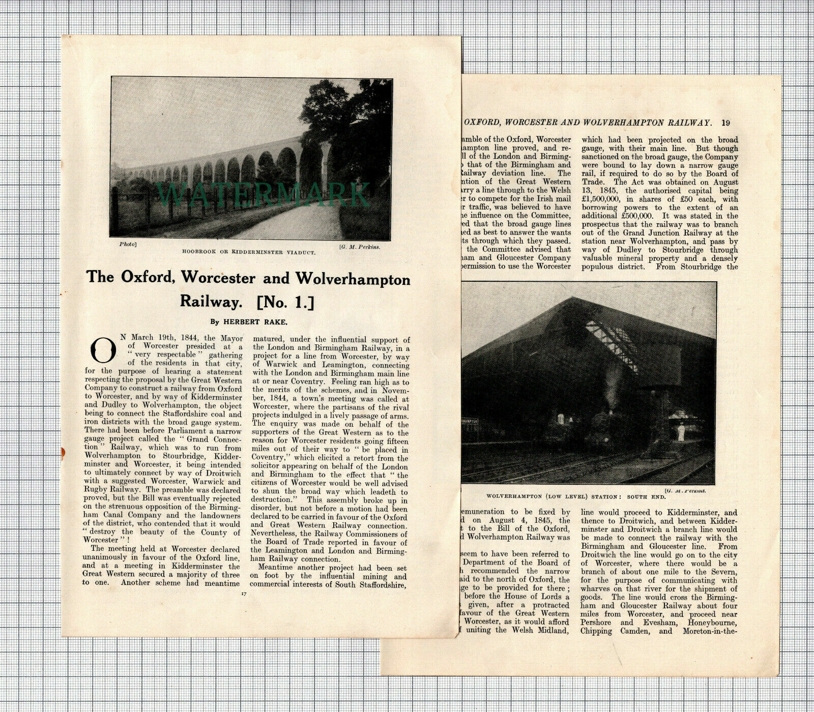 (6066) The Oxford Worcester & Wolverhampton Railway Kidderminster - 1913 Article
