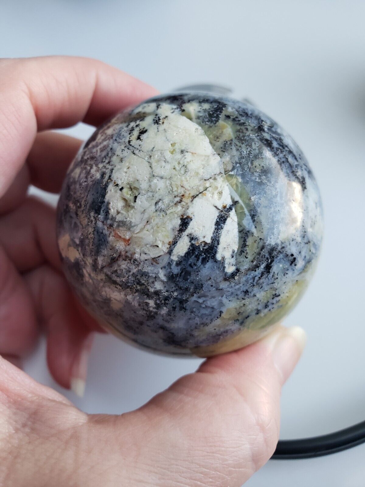56mm Serpentine Sphere Stone Crystal Quartz Magic Ball Orb Natural Blue Yellow