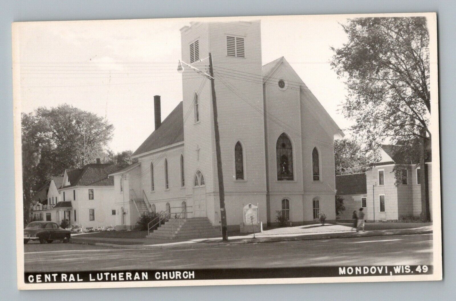 Mondovi Wisconsin WI Central Lutheran Church Real Photo Postcard RPPC 1930-50