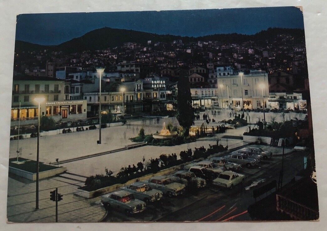 The Main Square At Night, Greece. Postcard (Q2)