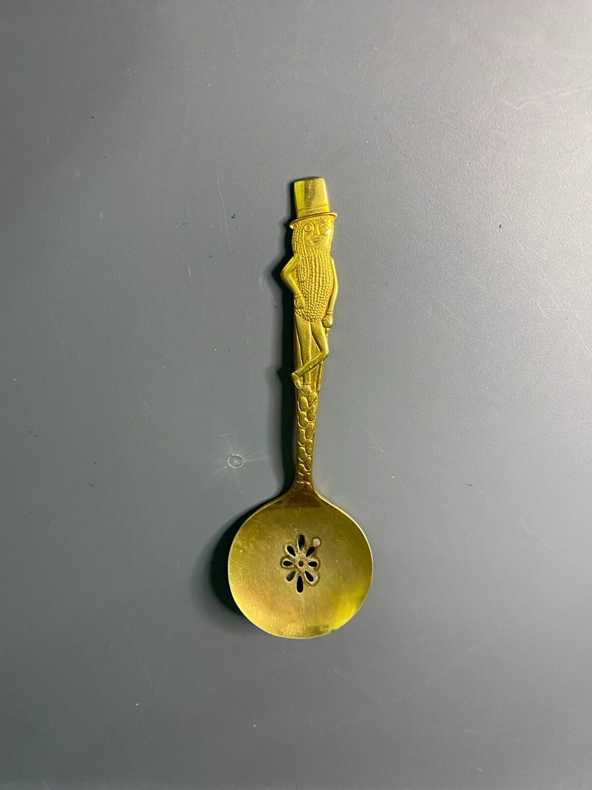 Vintage Mr. Peanut Themed Serving Spoon Gold Tone Advertising Swag