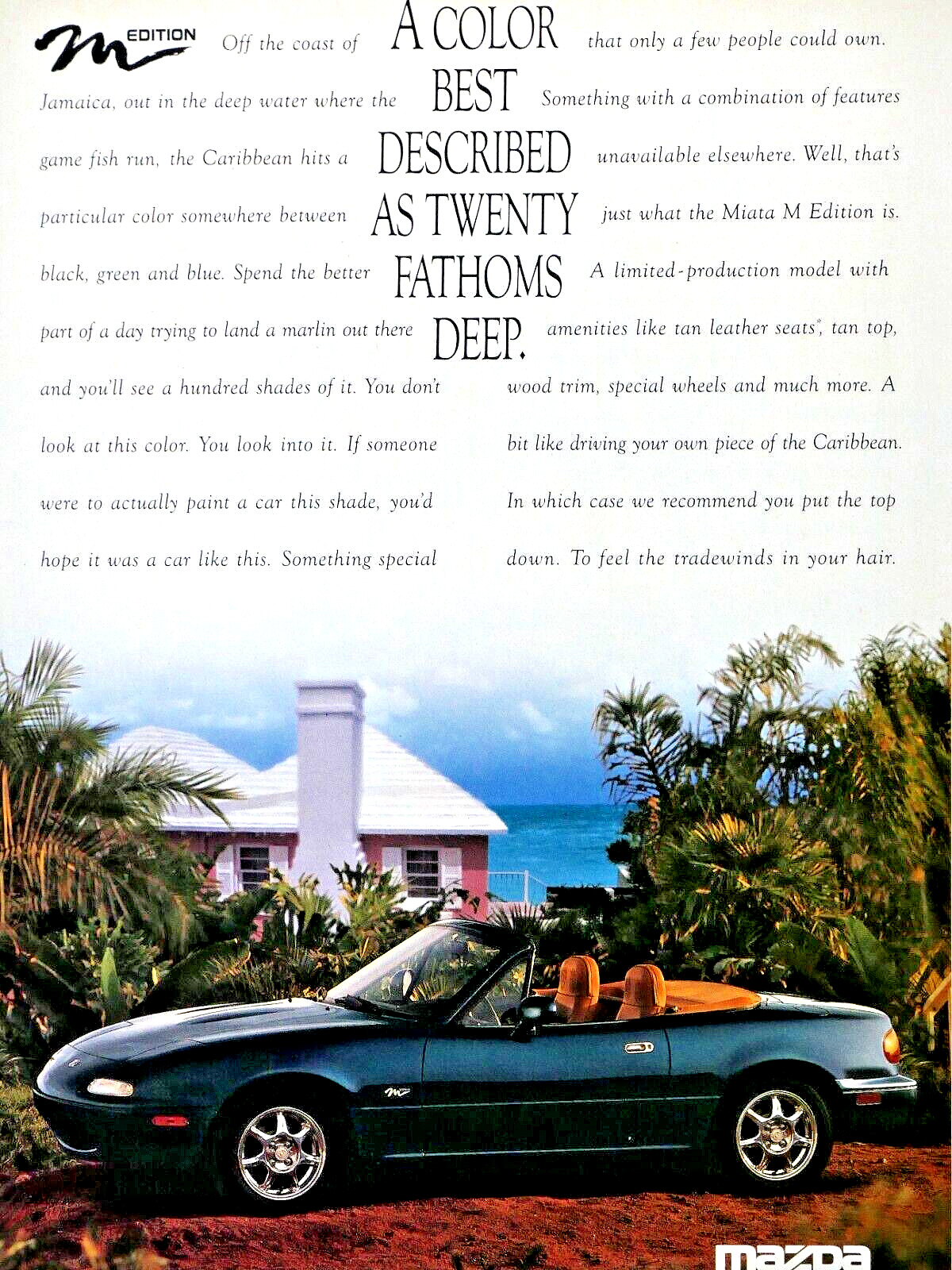1994 Mazda Miata MX 5 Convertible Vintage 20 Fathoms Deep Original Print Ad