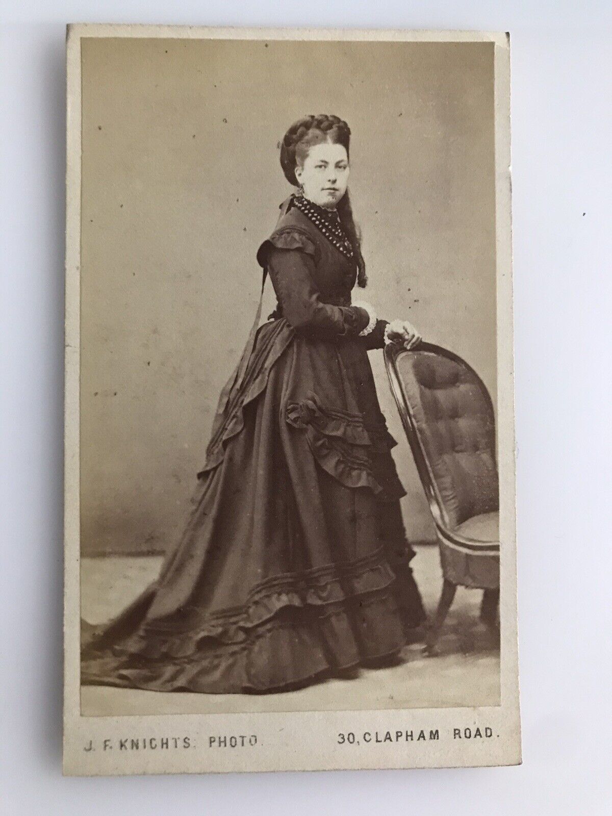 CdV. Fashionable Victorian Young Lady. J.F Knights, Clapham Rd, London. 1860-70s