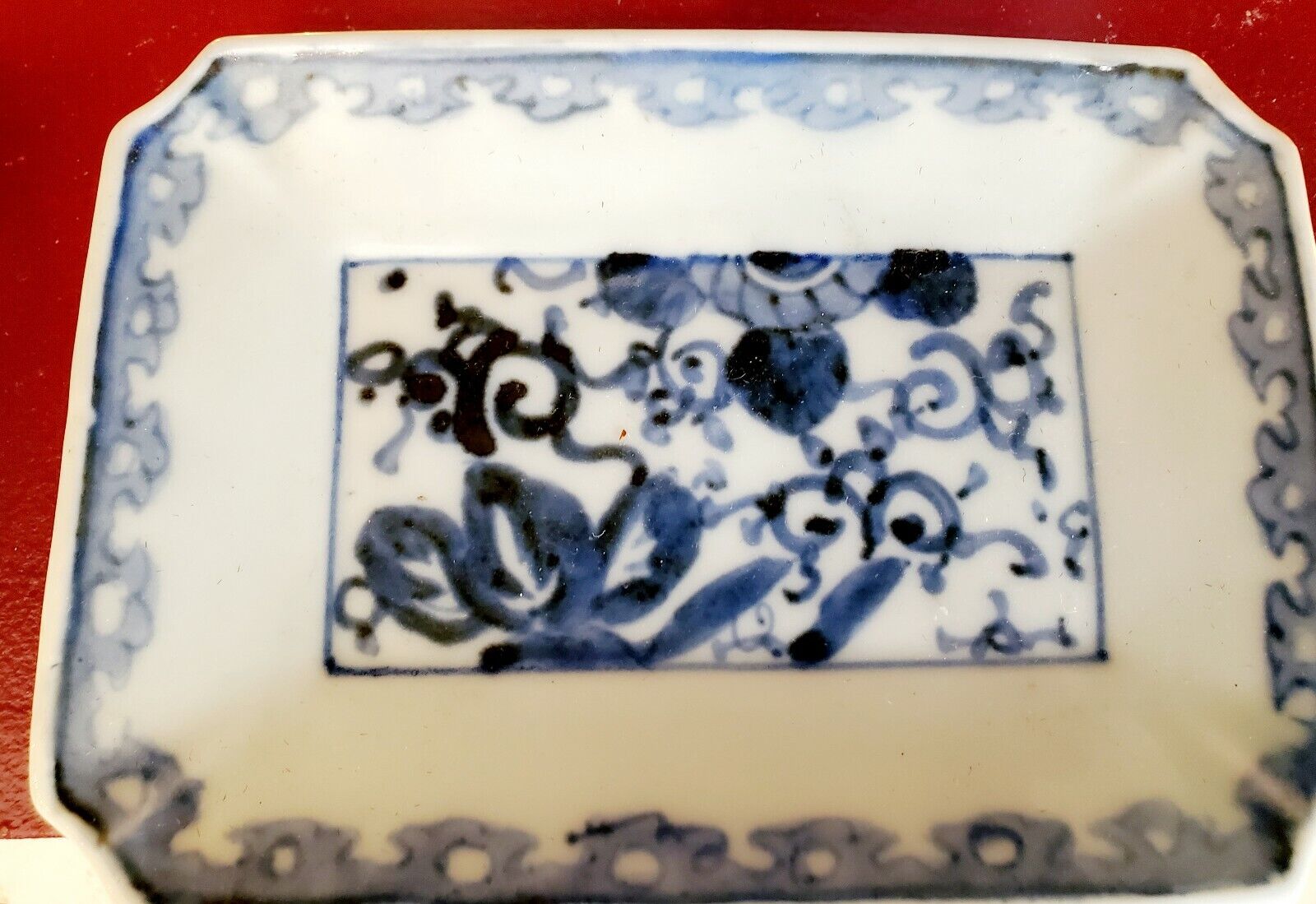 Lot of 2 Antique Japanese Porcelain Trays Fuku Mark 
