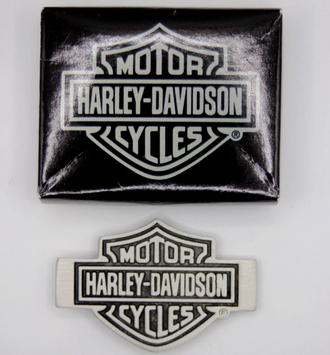 Vintage Harley-Davidson/Hallmark Pewter Bar & Shield Money Clip NEW in Box