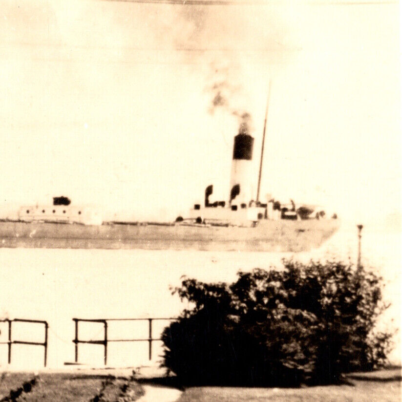 Vintage 1945 RPPC Ship Freight Freighter St Clair Michigan Saint Postcard