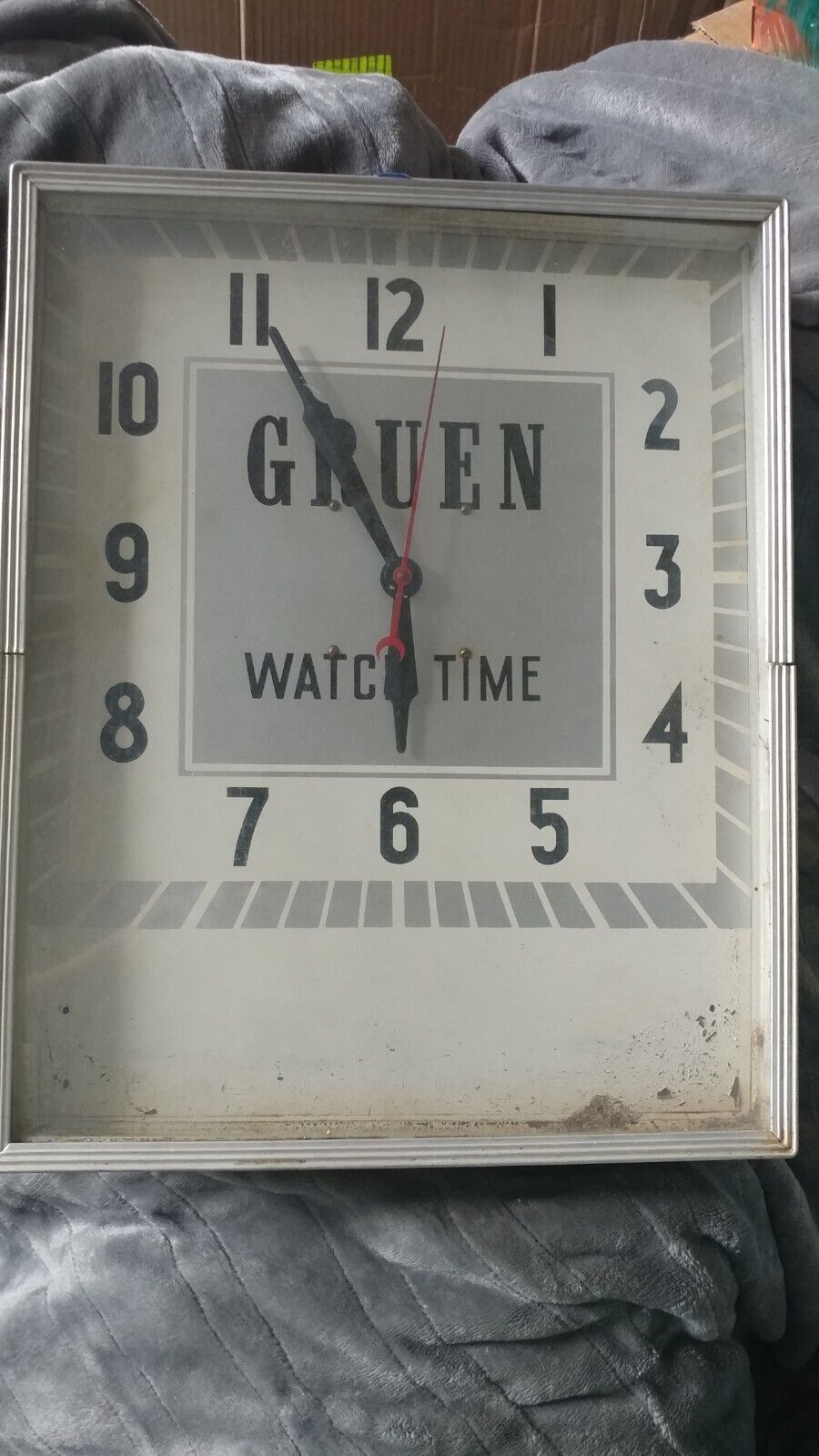 Vintage Rare GRUEN Watch Time Wall Advertising Clock for Restoration