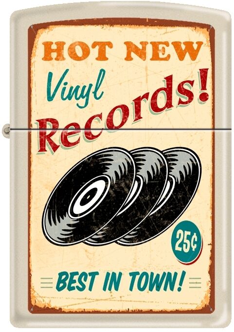 Zippo Vinyl Records, Best in Town 25¢, Hot New, Cream Matte Rare