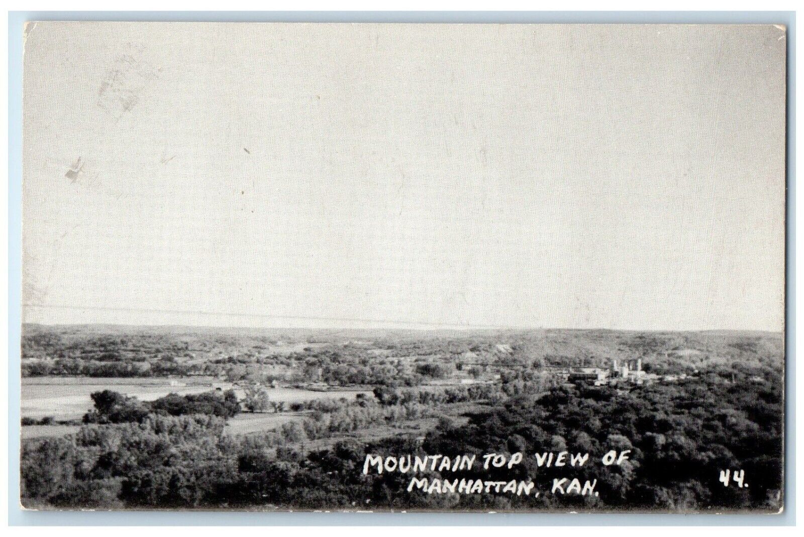 c1910\'s Bird\'s Eye View Of Mountain Top View Of Manhattan Kansas KS Postcard