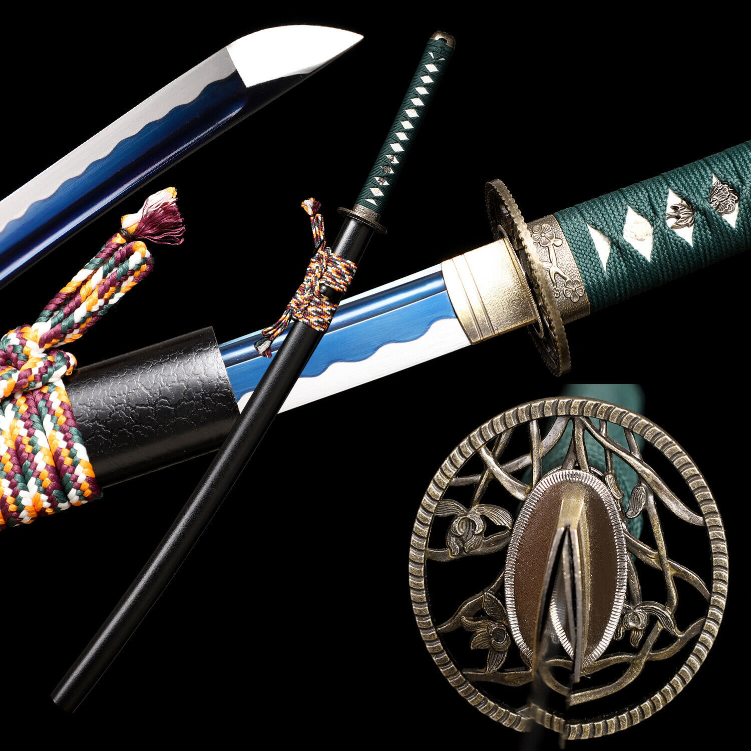 Traditional Craft Katana Carbon Steel Blue Blade Japanese Samurai Sword Sharp