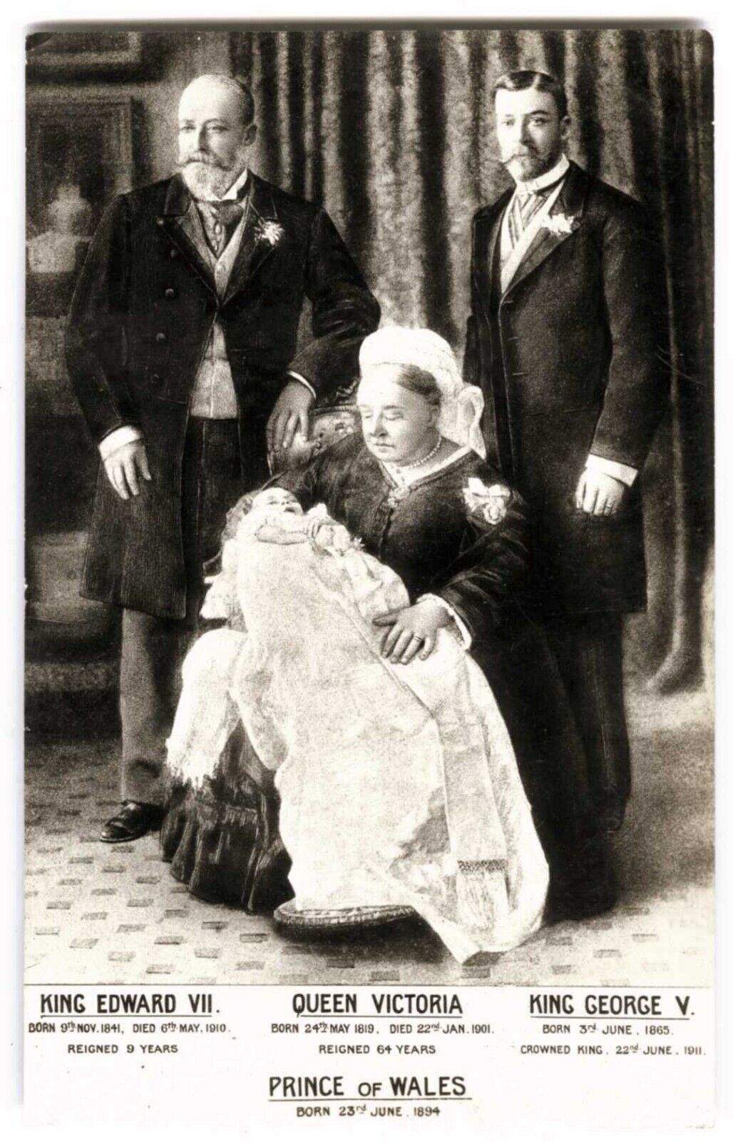 1920s RPPC QUEEN VICTORIA,KING EDWARD&GEORGE,PRINCE of WALES~REAL PHOTO POSTCARD