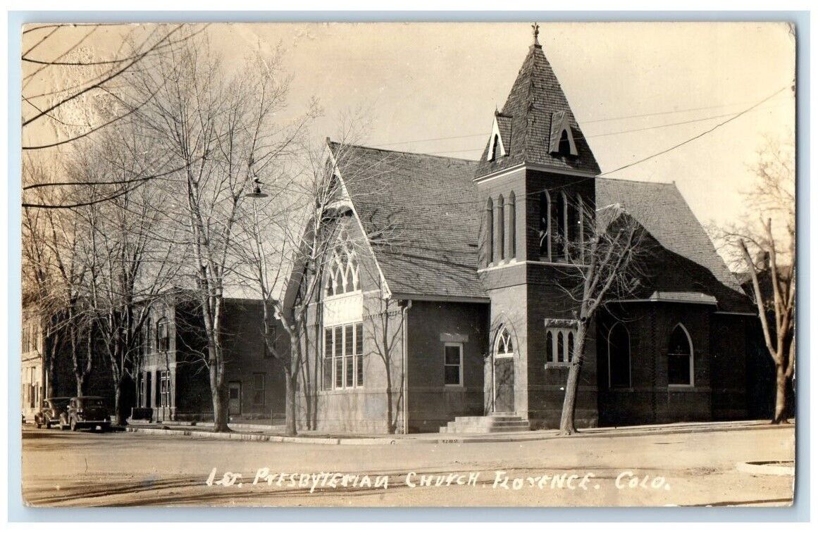 1942 1st Presbyterian Church Building Florence Colorado CO RPPC Photo Postcard