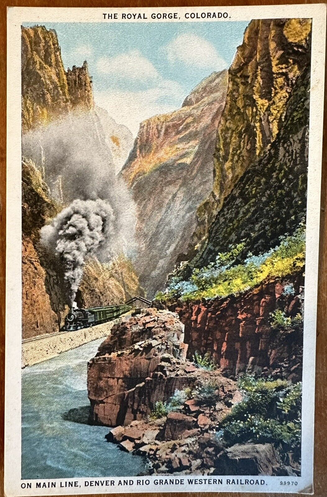 The Royal Gorge, Vintage Train Postcard- Grand Canon, Railroad Rio Grande River