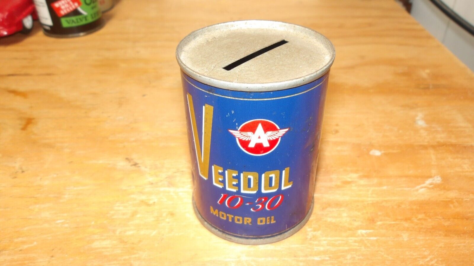 Vintage- Original 1950's VEEDOL (Flying A) Mini Motor Oil Can Bank