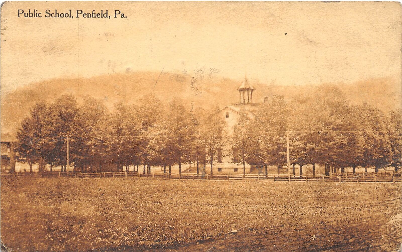 J65/ Penfield Pennsylvania Postcard c1910 Public School Building  167
