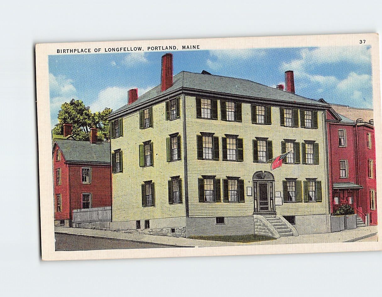 Postcard Birthplace of Longfellow Portland Maine USA