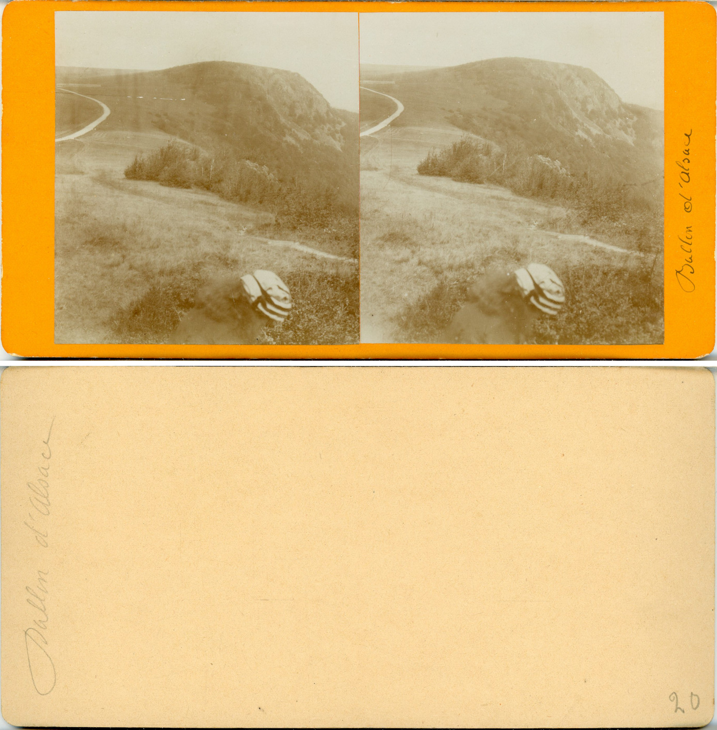 Vintage Alsace Stereo, Vosges, Balloon D's Albumen Stereo Card Albumi Print