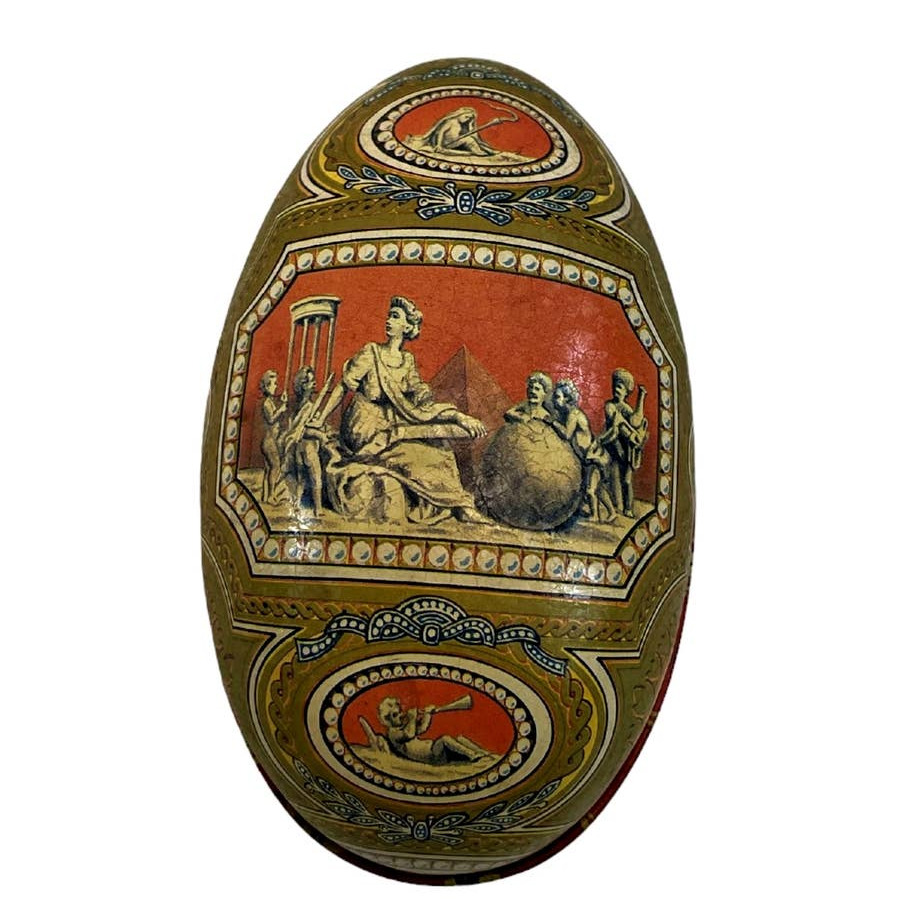 Vintage Vincenzo Faberge Imperial Cameo Litho Tin Egg Container