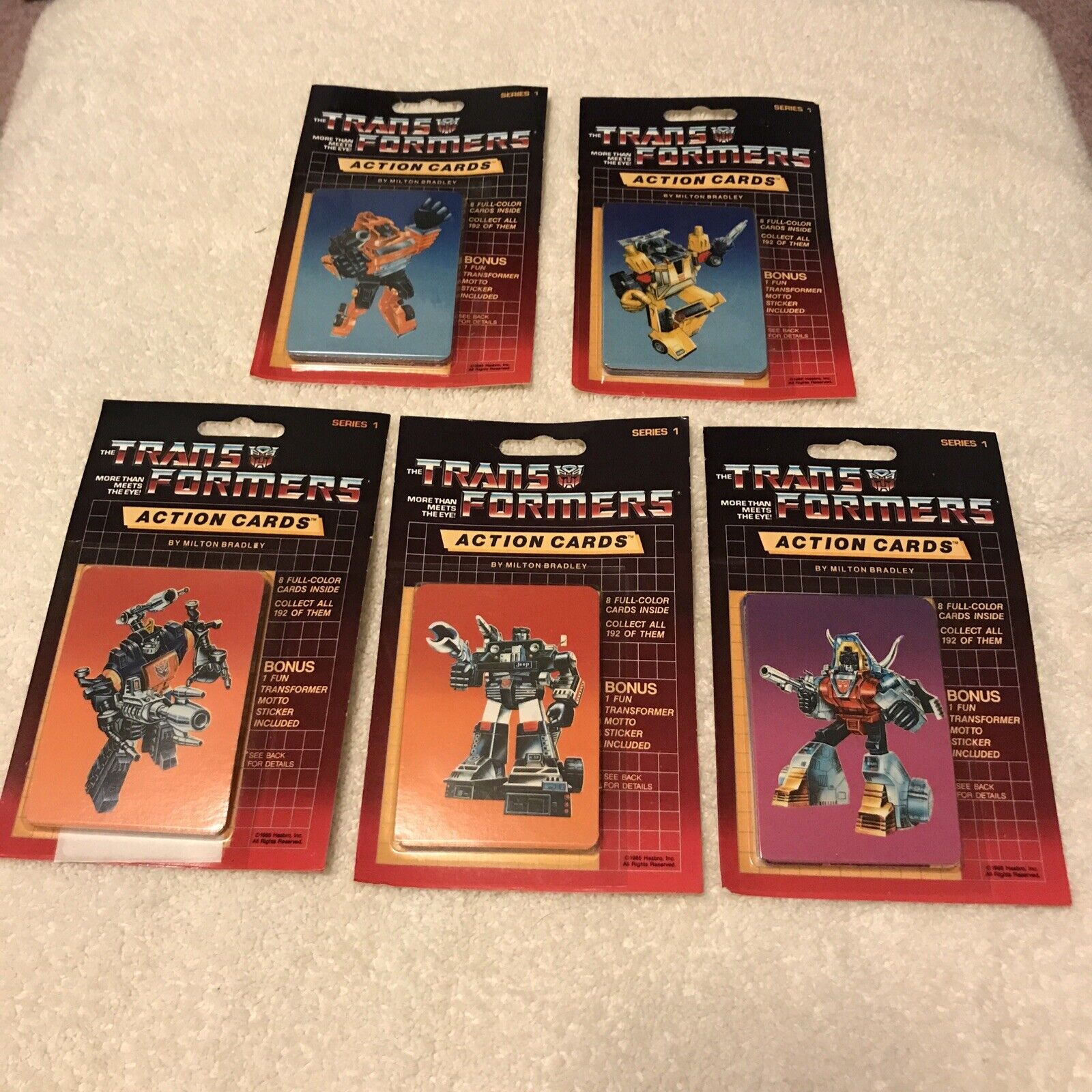 1985 Hasbro Transformers Action Cards By Milton Bradley -5- Sealed Packs
