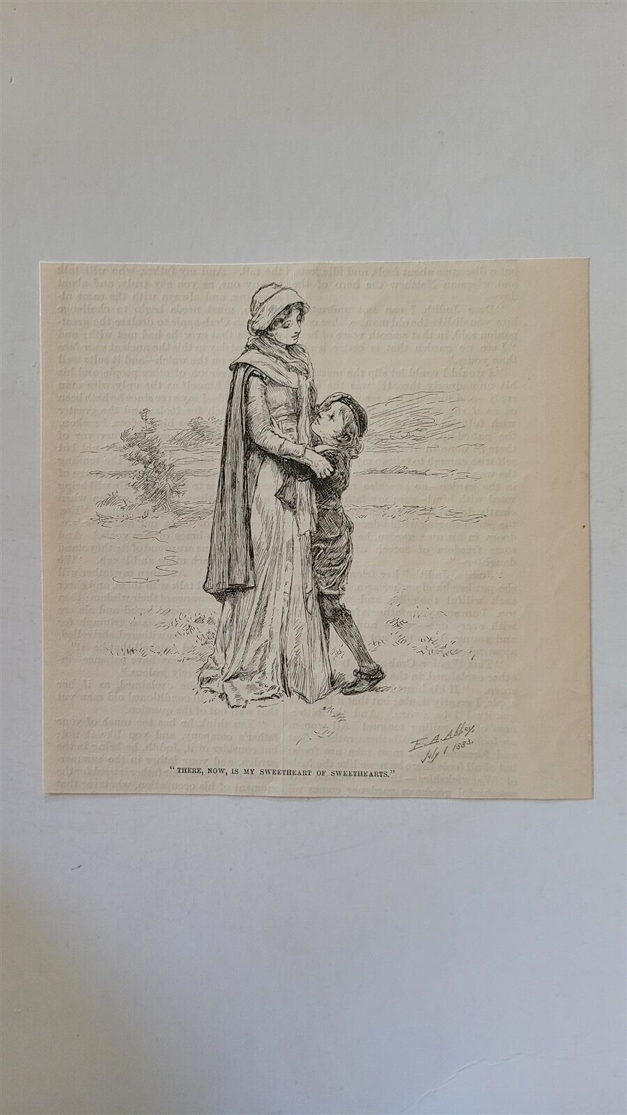 E.A. Edwin Austin Abbey Sweetheart of Sweethearts 1884 HW Sketch Print
