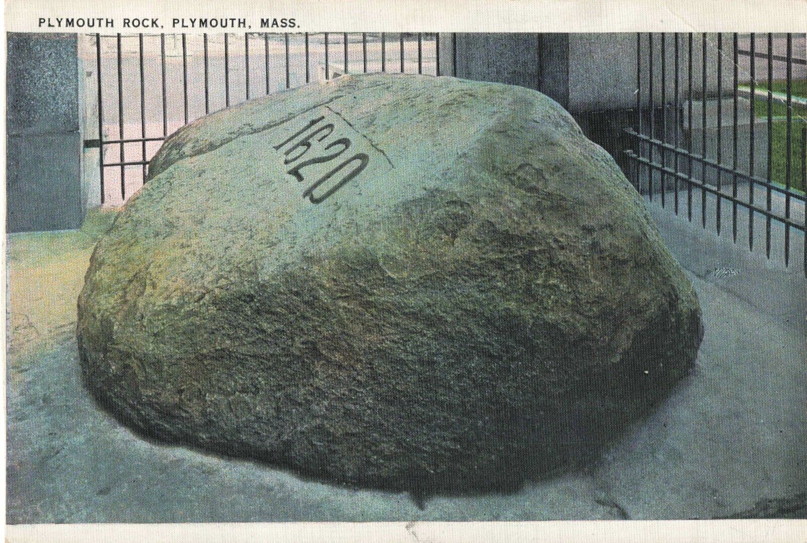 Plymouth MA Massachusetts, Plymouth Rock 1620, Vintage Postcard