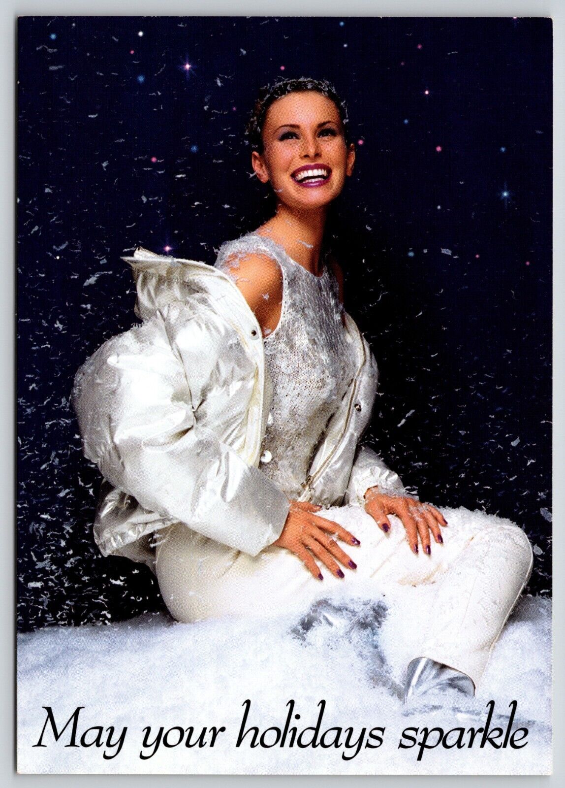 Postcard May Your Holidays Sparkle Cover Girl Advertising Niki Taylor Model