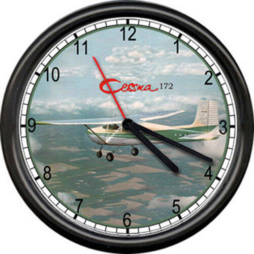 Cessna 172 Green Aircraft Pilot Airplane Personal Aircraft Sign Wall Clock