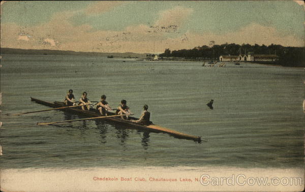 1908 Chautauqua Lake,NY Chedekoin Boat Club New York Antique Postcard 1c stamp