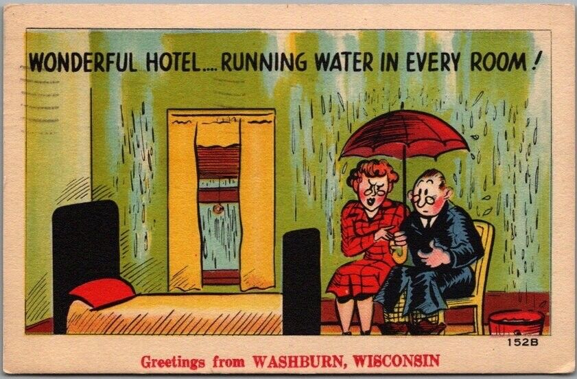WASHBURN, Wisconsin Comic Greetings Postcard \