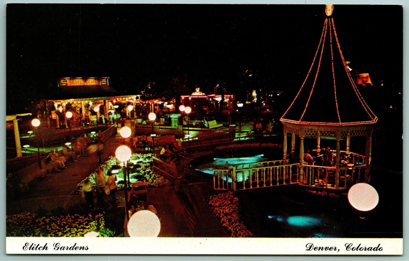 Night View Elitch Gardens Denver Colorado CO UNP Postcard J13