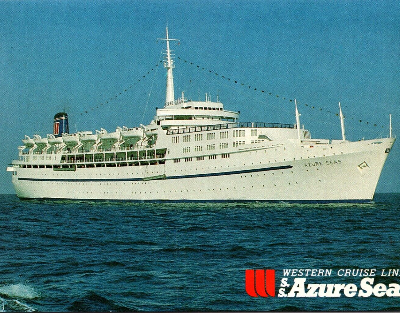 SS Azure Seas Western Cruise Lines Vintage Postcard 9015