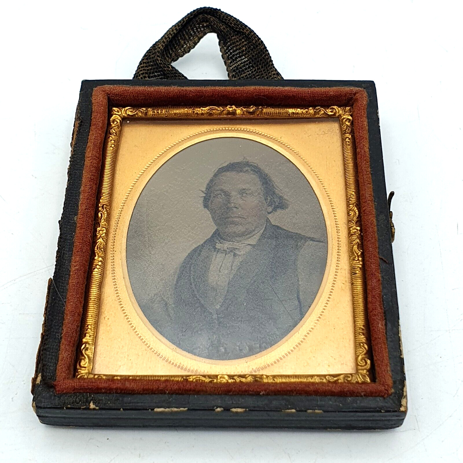 Antique framed photo ambrotype case of a gentleman Joshua Sharpe died 1866
