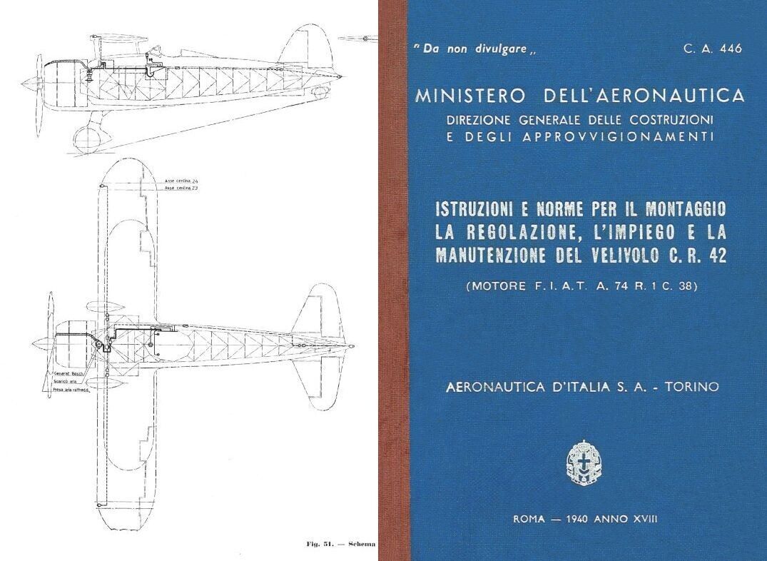 Fiat CR.42 1940\'s Maintenance Manual Rare  WW2 Plans Italian Biplane PDF ARCHIVE