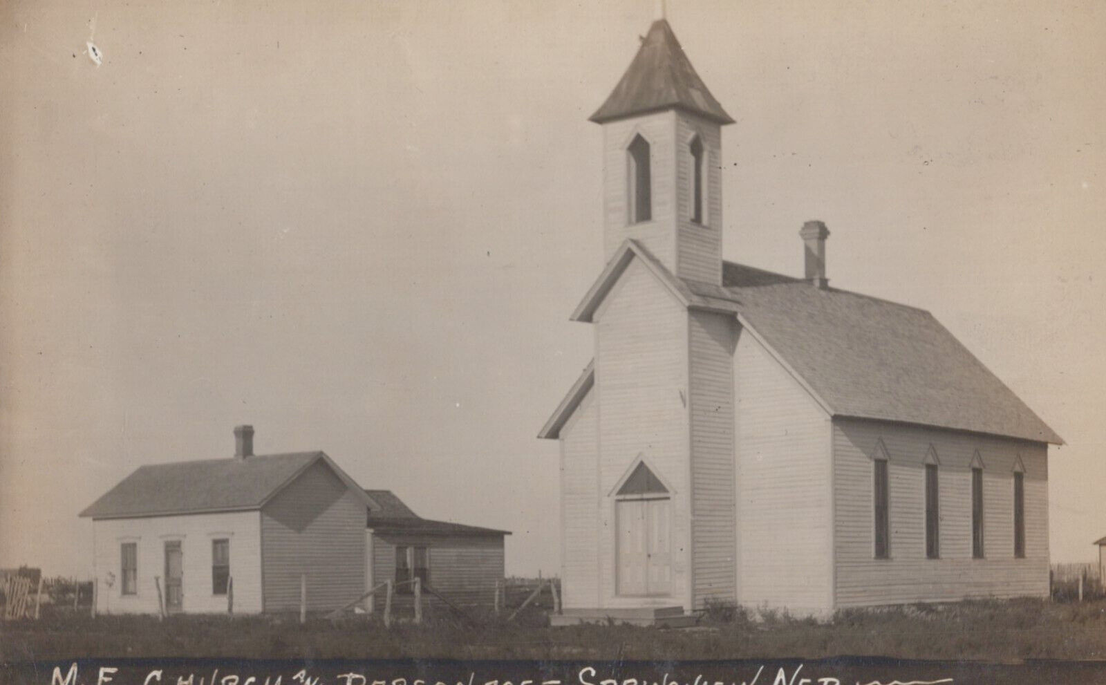 Methodist Church & Parsonage Springview Nebraska NE RPPC Real Photo Postcard