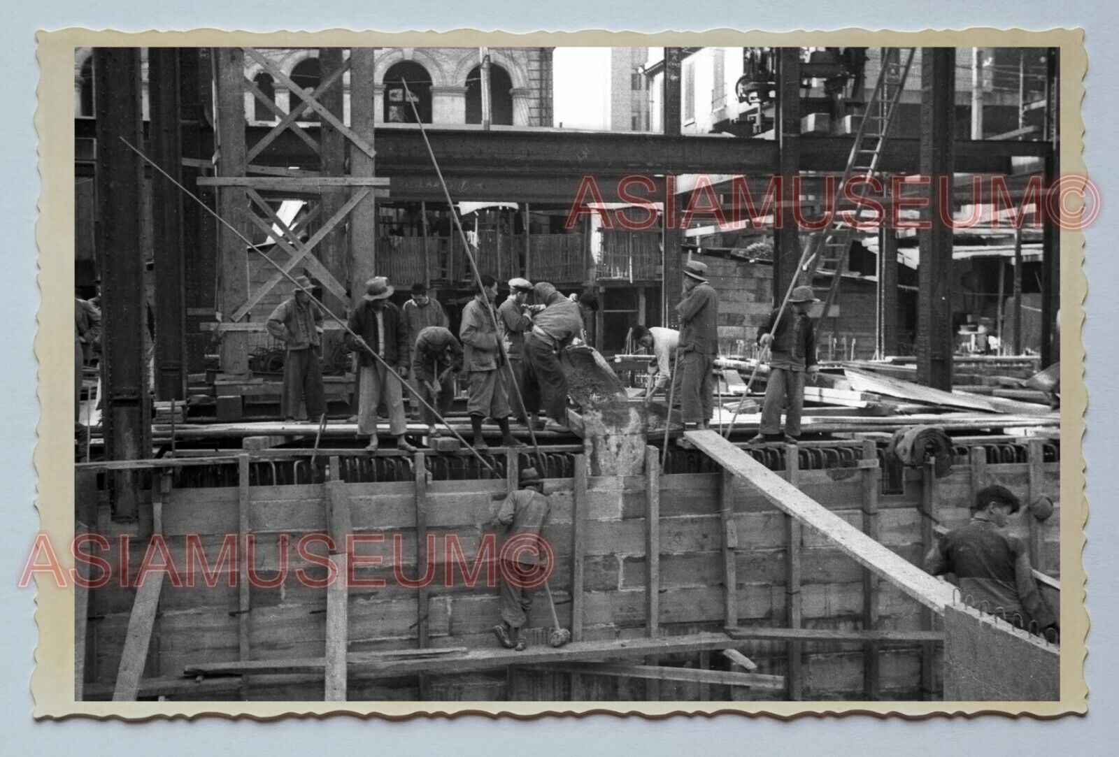 1930\'s Shanghai China B&W CONSTRUCTION BUILDING WORKER LABOR  Vintage Photo #03